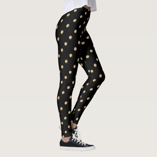 Elegant Black en Gold look Polka Dots Pattern Leggings (Rechts)