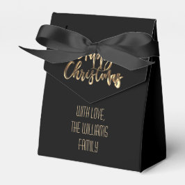 Elegant Black en Gold look Script Happy Kerstmis Bedankdoosjes