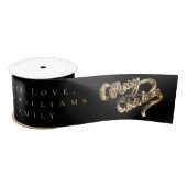 Elegant Black en Gold look Script, prettig kerstfe Satijnen Lint (Spoel)