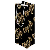 Elegant Black en Gold look Script, prettig kerstfe Wijn Cadeautas (Achterkant Gekanteld)