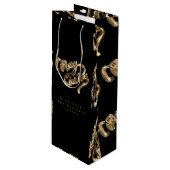 Elegant Black en Gold look Script, prettig kerstfe Wijn Cadeautas (Voorkant Gekanteld)