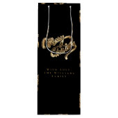 Elegant Black en Gold look Script, prettig kerstfe Wijn Cadeautas (Voorkant)