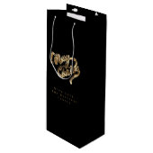 Elegant Black en Gold look Script, prettig kerstfe Wijn Cadeautas (Voorkant Gekanteld)