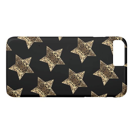 Elegant Black en Gold look Stars Patroon Case-Mate iPhone Case (Achterkant (Horizontaal))