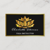 Elegant Black en Gold Lotus Visitekaartje (Voorkant)