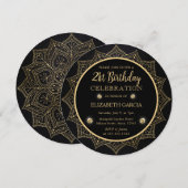 Elegant Black en Gold Mandala 21ste verjaardag Kaart (Voorkant / Achterkant)