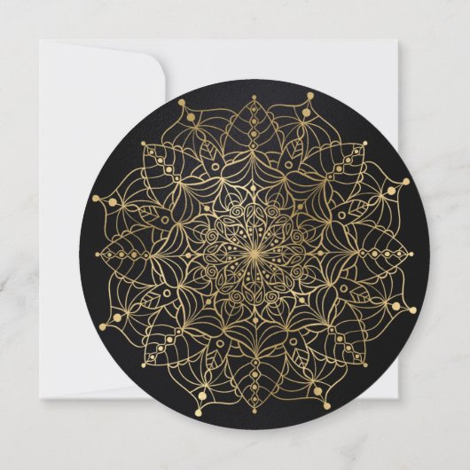 Elegant Black en Gold Mandala Sweet Sixteen Kaart (Achterkant)
