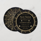 Elegant Black en Gold Mandala Sweet Sixteen Kaart (Voorkant / Achterkant)