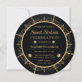 Elegant Black en Gold Mandala Sweet Sixteen Kaart (Voorkant)