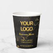 Elegant Black en Gold Marble Business Slogan Papieren Bekers (Achterkant)