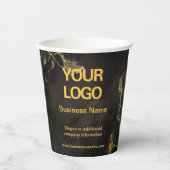 Elegant Black en Gold Marble Business Slogan Papieren Bekers (Voorkant)
