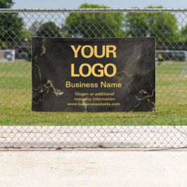 Elegant Black en Gold Marble Business Slogan Spandoek