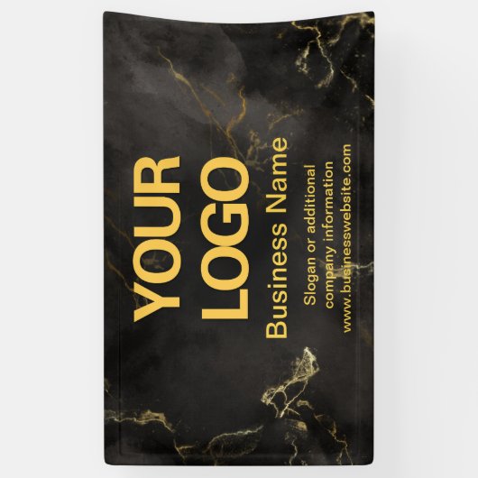 Elegant Black en Gold Marble Business Slogan Spandoek (Verticaal)