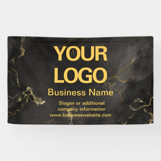 Elegant Black en Gold Marble Business Slogan Spandoek (Horizontaal)