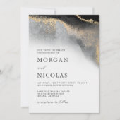 Elegant Black en Gold Marked Opulence Wedding Kaart (Voorkant)