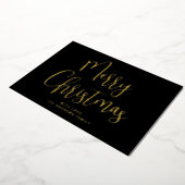 Elegant Black en Gold Merry-kerstgoud Folie Feestdagenkaart (Gedraaid)