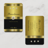 Elegant Black en Gold met luxe diamanten Visitekaartje (Voorkant / Achterkant)