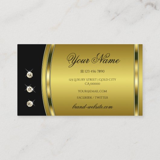 Elegant Black en Gold met luxe neushoorns Visitekaartje (Achterkant)