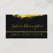 Elegant Black en Gold Metallic Folie Paint Stroke Visitekaartje (Achterkant)