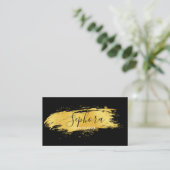 Elegant Black en Gold Metallic Folie Paint Stroke Visitekaartje (Staand voorkant)