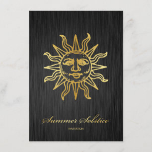 Elegant Black en Gold Metallic Summer Solstice Kaart