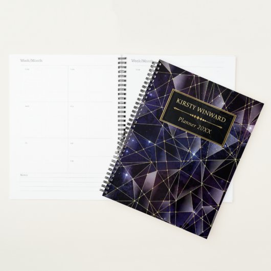 Elegant Black en Gold Midnight Crystal Galaxy Planner (Display)