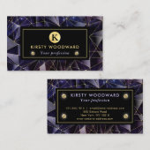 Elegant Black en Gold Midnight Crystal Galaxy Visitekaartje (Voorkant / Achterkant)