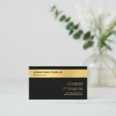 Elegant Black en Gold Modern Minimalistische Sjabl Visitekaartje (Staand voorkant)