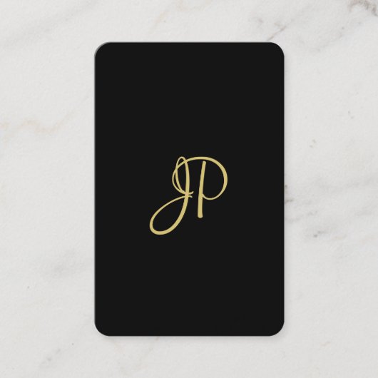 Elegant Black en Gold Modern Monogram Sjabloon Visitekaartje (Voorkant)