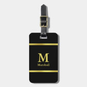 Elegant Black en Gold Monogram Bagagelabel (Voorkant verticaal)