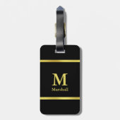 Elegant Black en Gold Monogram Bagagelabel (Achterkant verticaal)