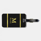 Elegant Black en Gold Monogram Bagagelabel (Achterkant horizontaal)