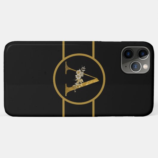 Elegant Black en Gold Monogram Cell Case-Mate iPhone Case (Achterkant (horizontaal))