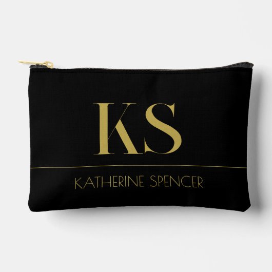 Elegant Black en Gold Monogram Etui (Voorkant)