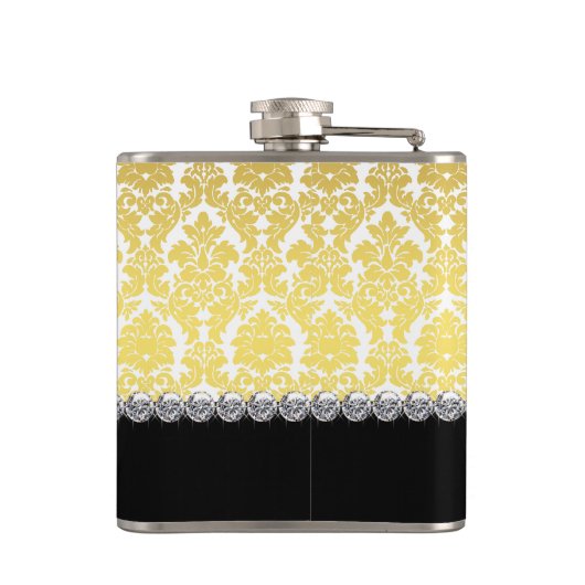 Elegant Black en Gold Monogram Heupfles (Achterkant)