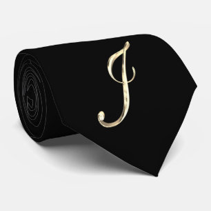 Elegant Black en Gold Monogram J Stijlvol Stropdas
