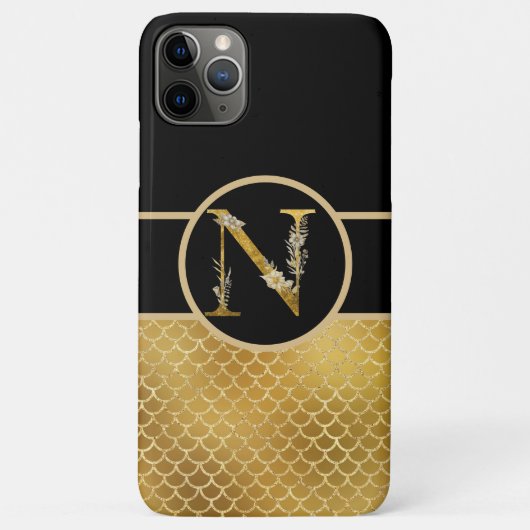 Elegant Black en Gold Monogram Letter "N" Case-Mate iPhone Case (Achterkant)