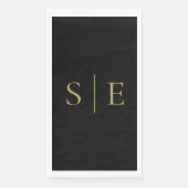 Elegant Black en Gold Monogram minimalistisch Servet (Voorkant)