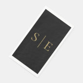 Elegant Black en Gold Monogram minimalistisch Servet (Hoek)