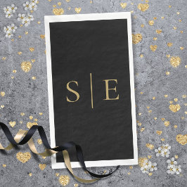 Elegant Black en Gold Monogram minimalistisch Servet