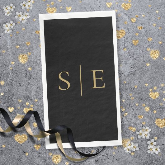 Elegant Black en Gold Monogram minimalistisch Servet