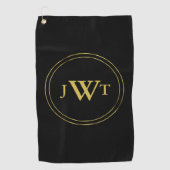 Elegant Black en Gold Monogram Sjabloon Golfhanddoek (Voorkant)
