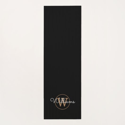 Elegant Black en Gold Monogram Yoga Mat (Achterkant)
