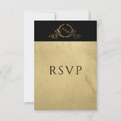 Elegant Black en Gold Monogram, zonder maaltijden RSVP Kaartje (Achterkant)