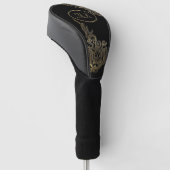 Elegant Black en Gold Monogramed Golfheadcover (Schuin)