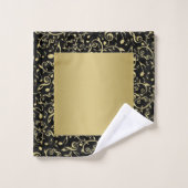 Elegant Black en Gold Muzieknoten Patroon Bad Handdoek (Wasdoekje)