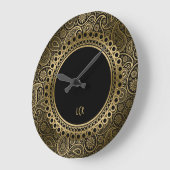 Elegant Black en Gold Paisley  Lijst Grote Klok (Hoek)