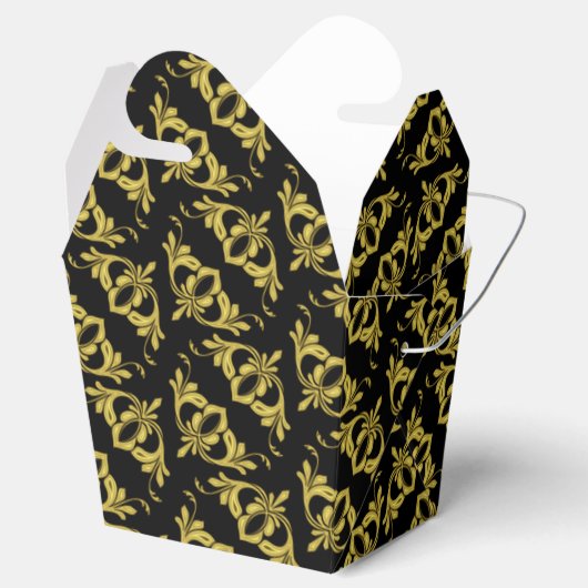 Elegant Black en Gold Pattern Bedankdoosjes (Geopend)