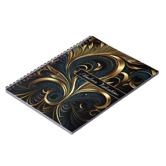 Elegant Black en Gold Pattern Notitieboek (Linkerzijde)