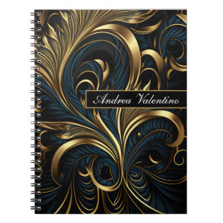Elegant Black en Gold Pattern Notitieboek